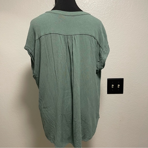 Orvis Sage Green Gauze Short Sleeve Button Down Top LARGE - Picture 8 of 10